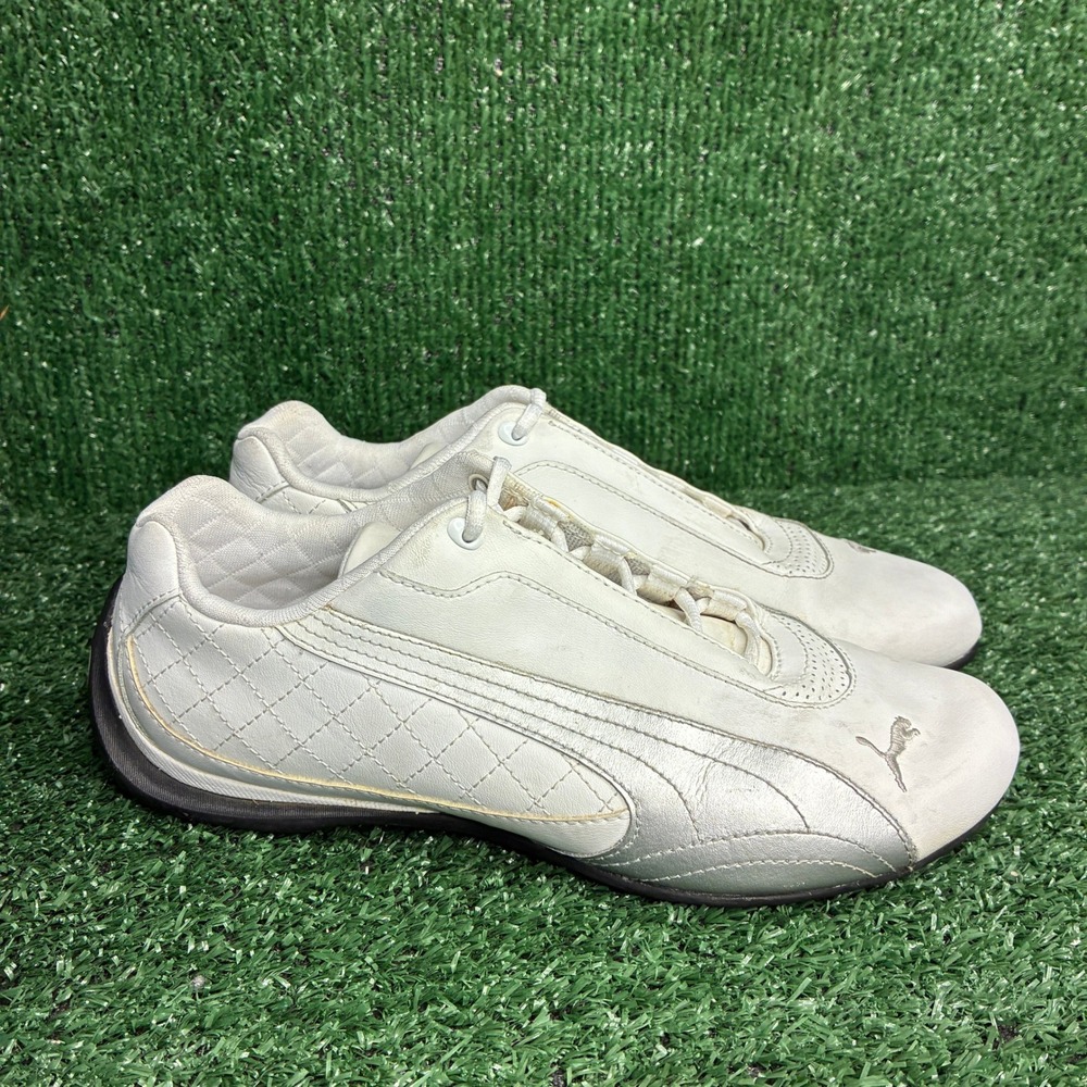 Puma Speed Cat Quilted Metallic Y2K Driving Sneaker Shoe White Silver Womens 7.5